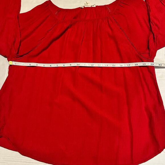 H&M Red Peasant Style Career Top Blouse Women's M Medium - Picture 7 of 9